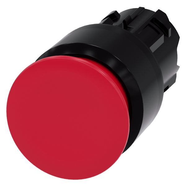 Mushroom pushbutton, 22mm, round, plastic, red, 30mm, latching, pull to unlatch