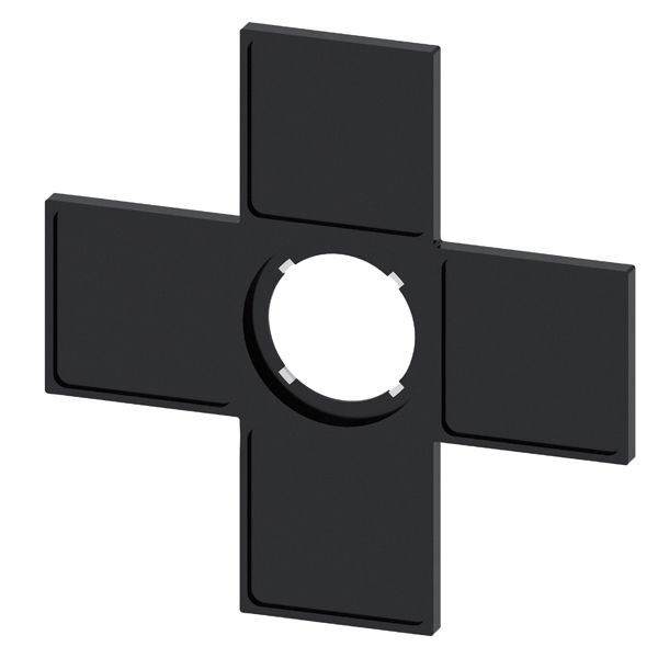 Label holder for coordinate switch, 4 switch positions, black, for labeling plates for label size 27 x 27mm