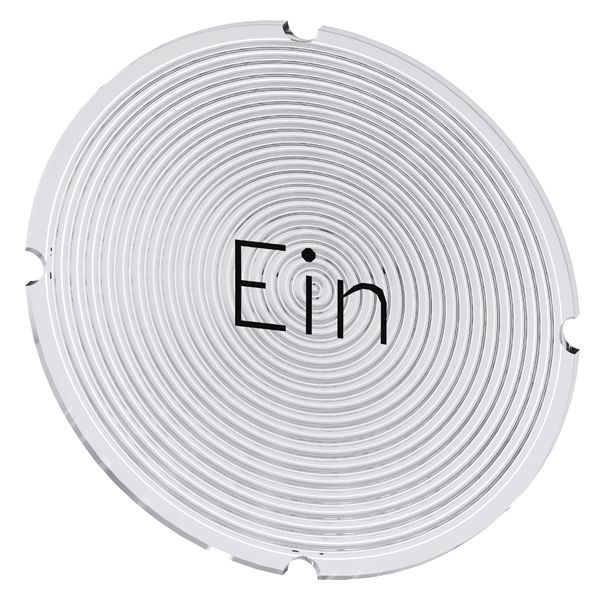 INSERT LABEL FOR ILLUMINATED PUSHBUTTON, ROUND, MILKY WITH BLACK LETTERING, WITH INSCRIPTION EIN