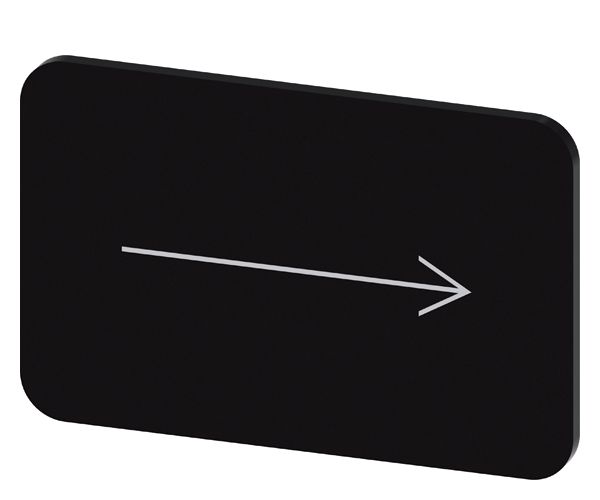 LABELING PLATE SNAP-ON OR SELF-ADHESIVE FOR LABEL HOLDER, LABEL SIZE 17.5 X 27MM, LABEL BLACK, LETTERING WHITE, WITH GRAPHIC SYMBOL ARROW TO THE RIGHT