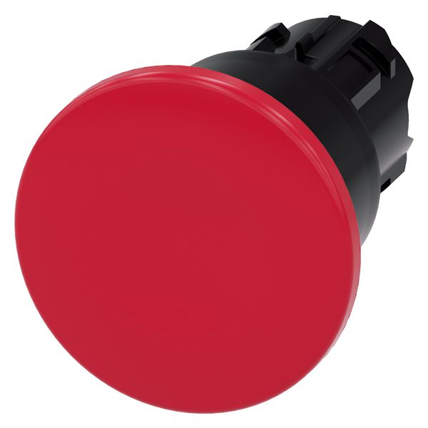 Mushroom pushbutton, 22mm, round, plastic, red, 40mm, latching, pull to unlatch