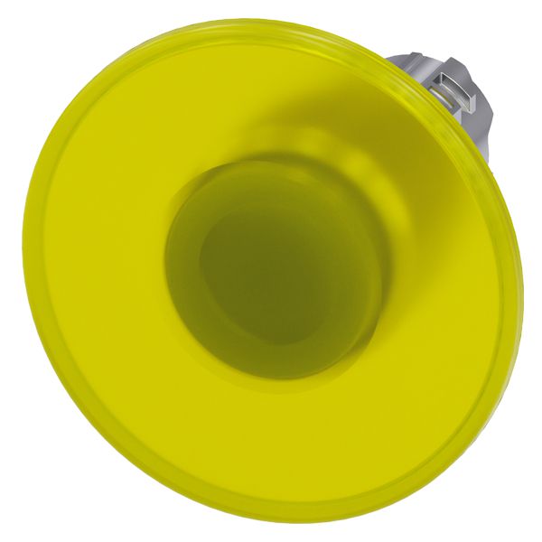 ILLUM. MUSHROOM PUSHBUTTON, 22MM, ROUND, METAL, SHINY, YELLOW, 60MM, LATCHING, PULL TO UNLATCH