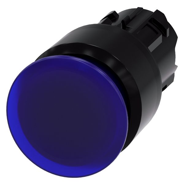 ILLUM. MUSHROOM PUSHBUTTON, 22MM, ROUND, PLASTIC, BLUE, 30MM, LATCHING, PULL TOUNLATCH