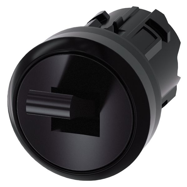 Toggle switch. 22mm. round. plastic. black. 2 switch positions o-i. momentary contact type. reset from top