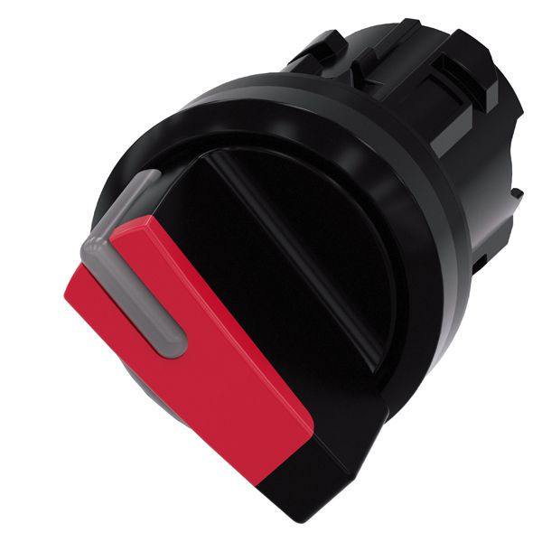 Selector switch, can be illum., 22mm, round, plastic, red, short selector switch, 2 switch positions o-i, momentary contact type, actuating angle 45 deg., 10 30h/12h