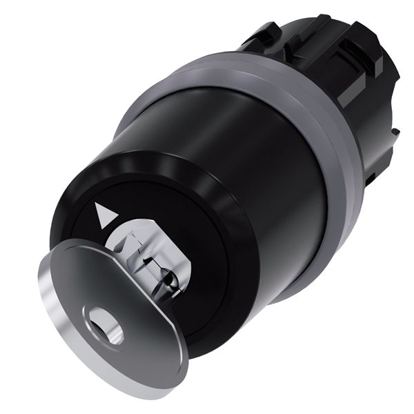 Ces key-operated switch, 22mm, round, plastic with metal front ring, lock no. ssg10, with 2 keys, 2 switch positions o-i, momentary contact type, actuating angle 45 deg., 10 30h/12h, key removal pos. o