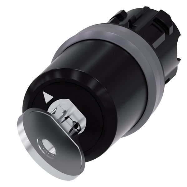 BKS KEY-OPERATED SWITCH, 22MM, ROUND, PLASTIC WITH METAL FRONT RING, LOCK NO. S1, WITH 2 KEYS, 2 SWITCH POSITIONS O-I, MOMENTARY CONTACT TYPE, ACT. AN. 50 DEG., 12/2 O CLOCK, KEY REMOVAL POS. O