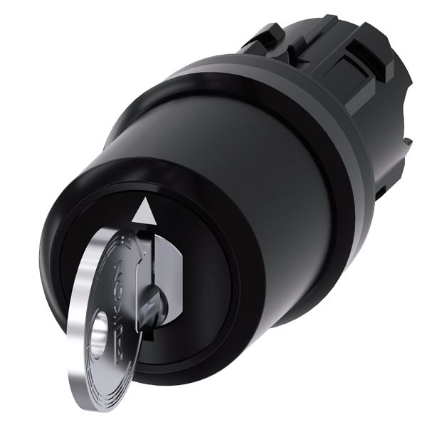 IKON KEY-OPERATED SWITCH, 22MM, ROUND, PLASTIC, LOCK NO. 360012K1, WITH 2 KEYS,3 SWITCH POSITIONS I-O-II, MOMENTARY CONTACT TYPE, ACTUATING ANGLE 2X45 DEG., 10 30H/12H/13 30H, KEY REMOVAL POS. O