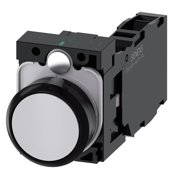 PUSHBUTTON. 22MM. ROUND. PLASTIC. GRAY. FLAT BUTTON. MOMENTARY CONTACT TYPE. WITH HOLDER 1NO+1NC. SCREW TERMINAL.