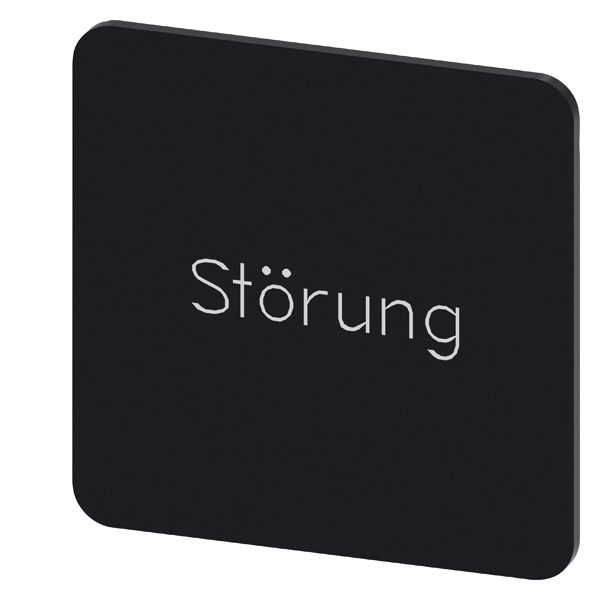 LABELING PLATE SNAP-ON OR SELF-ADHESIVE FOR LABEL HOLDER, LABEL SIZE 27 X 27MM,LABEL BLACK, LETTERING WHITE, WITH INSCRIPTION STOERUNG