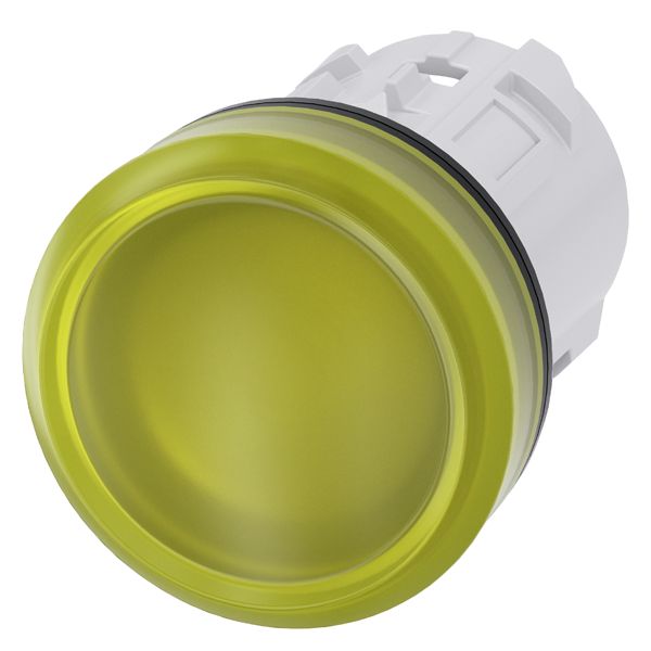 Indicator light, 22mm, round, plastic, yellow, smooth lens