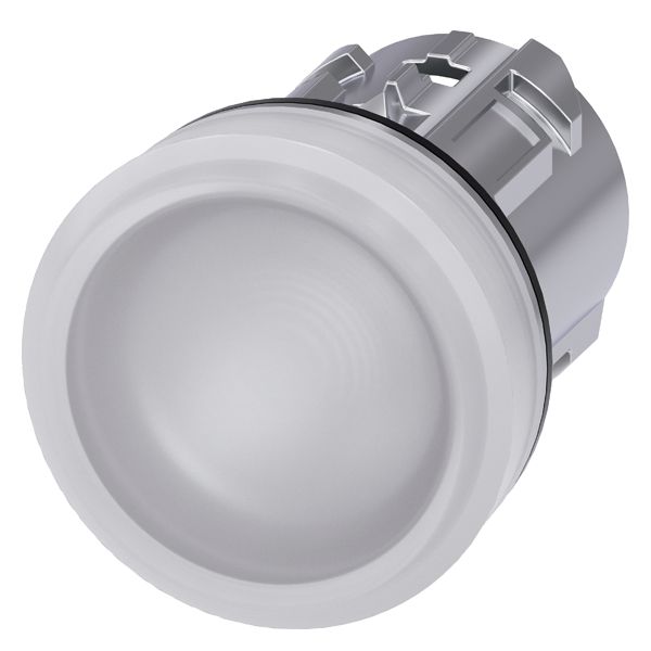 Indicator light, 22mm, round, metal, shiny, white, smooth lens
