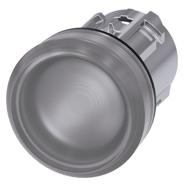 Indicator light, 22mm, round, metal, shiny, clear, smooth lens