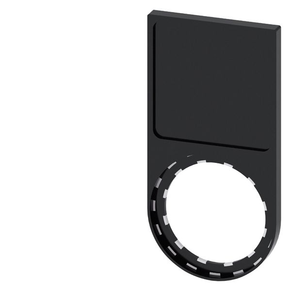 Label holder, flat, frame with rounded bottom, black, for labeling plate 27mm x27mm