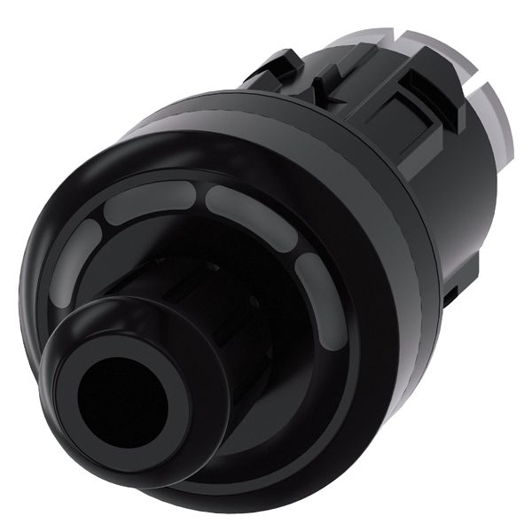 Id key-operated switch, 22mm, round, plastic, black, rfid, 4 switch positions o-i-ii-iii, actuating angle 3x45 deg., without id key
