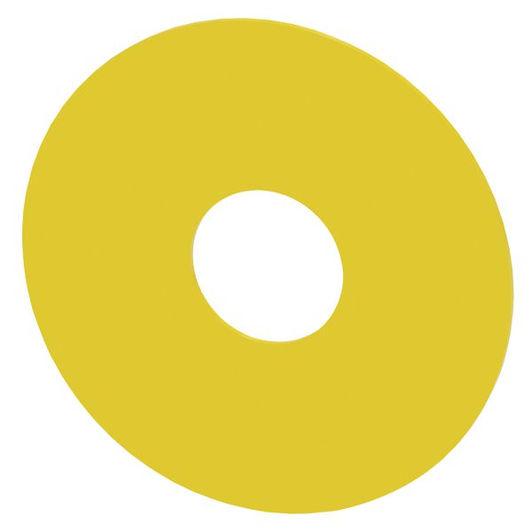 Round backing plate, for em. stop mush. pushbutton, yellow, self-adhesive, external diameter 75mm, internal diameter 23mm, without inscription