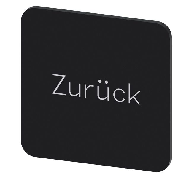 LABELING PLATE SELF-ADHESIVE FOR ENCLOSURE, LABEL SIZE 22 X 22MM, LABEL BLACK, LETTERING WHITE, WITH INSCRIPTION ZURUECK