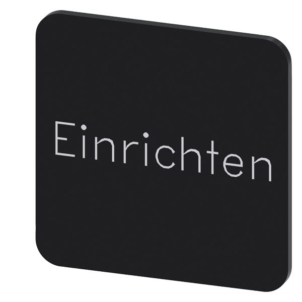 LABELING PLATE SELF-ADHESIVE FOR ENCLOSURE, LABEL SIZE 22 X 22MM, LABEL BLACK, LETTERING WHITE, WITH INSCRIPTION EINRICHTEN