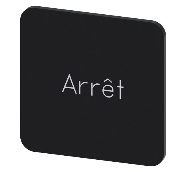 LABELING PLATE SELF-ADHESIVE FOR ENCLOSURE, LABEL SIZE 22 X 22MM, LABEL BLACK, LETTERING WHITE, WITH INSCRIPTION ARRET