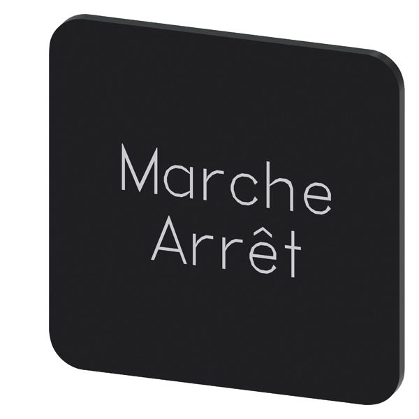 LABELING PLATE SELF-ADHESIVE FOR ENCLOSURE, LABEL SIZE 22 X 22MM, LABEL BLACK, LETTERING WHITE, WITH INSCRIPTION ARRET-MARCHE