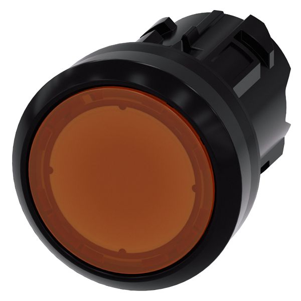 Illuminated pushbutton, 22mm, round, plastic, amber, flat button, momentary contact type