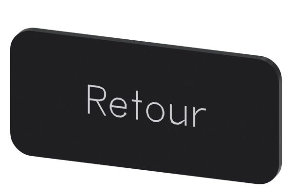 LABELING PLATE SNAP-ON OR SELF-ADHESIVE FOR LABEL HOLDER, LABEL SIZE 12.5 X 27MM, LABEL BLACK, LETTERING WHITE, WITH INSCRIPTION RETOUR