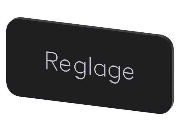 LABELING PLATE SNAP-ON OR SELF-ADHESIVE FOR LABEL HOLDER, LABEL SIZE 12.5 X 27MM, LABEL BLACK, LETTERING WHITE, WITH INSCRIPTION REGLAGE