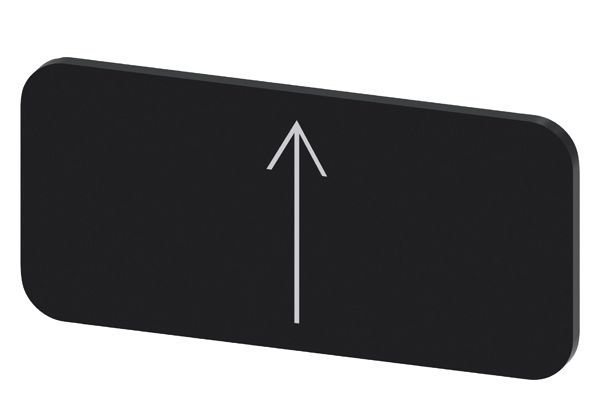 Labeling plate snap-on or self-adhesive for label holder, label size 12.5 x 27mm, label black, lettering white, with graphic symbol arrow up