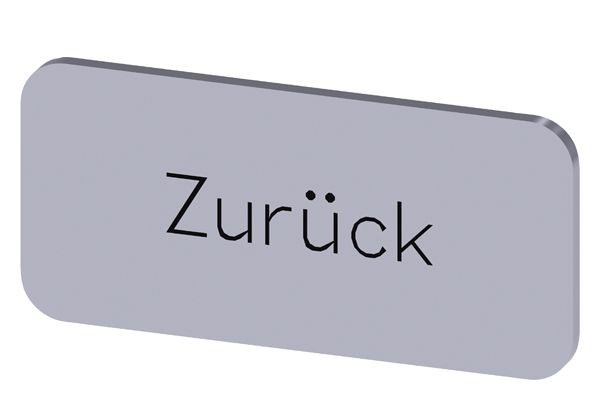 LABELING PLATE SNAP-ON OR SELF-ADHESIVE FOR LABEL HOLDER, LABEL SIZE 12.5 X 27MM, LABEL SILVER, LETTERING BLACK, WITH INSCRIPTION ZURUECK