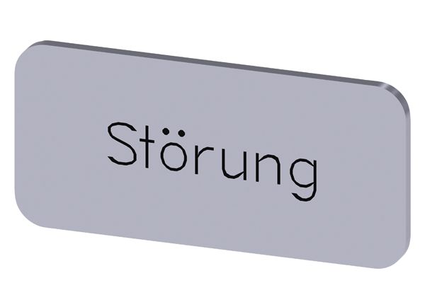 LABELING PLATE SNAP-ON OR SELF-ADHESIVE FOR LABEL HOLDER, LABEL SIZE 12.5 X 27MM, LABEL SILVER, LETTERING BLACK, WITH INSCRIPTION STOERUNG