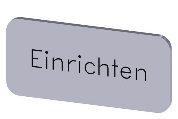 LABELING PLATE SNAP-ON OR SELF-ADHESIVE FOR LABEL HOLDER, LABEL SIZE 12.5 X 27MM, LABEL SILVER, LETTERING BLACK, WITH INSCRIPTION EINRICHTEN