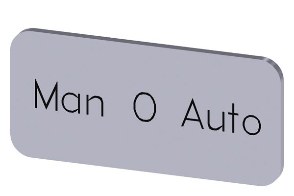 LABELING PLATE SNAP-ON OR SELF-ADHESIVE FOR LABEL HOLDER, LABEL SIZE 12.5 X 27MM, LABEL SILVER, LETTERING BLACK, WITH INSCRIPTION MAN O AUTO