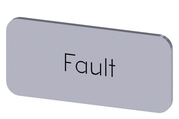Labeling plate snap-on or self-adhesive for label holder, label size 12.5 x 27mm, label silver, lettering black, with inscription fault