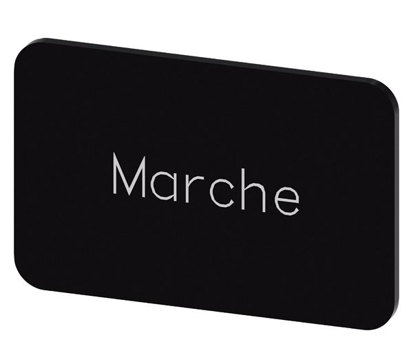 LABELING PLATE SNAP-ON OR SELF-ADHESIVE FOR LABEL HOLDER, LABEL SIZE 17.5 X 27MM, LABEL BLACK, LETTERING WHITE, WITH INSCRIPTION MARCHE