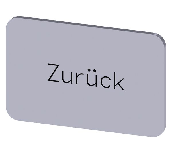 LABELING PLATE SNAP-ON OR SELF-ADHESIVE FOR LABEL HOLDER, LABEL SIZE 17.5 X 27MM, LABEL SILVER, LETTERING BLACK, WITH INSCRIPTION ZURUECK