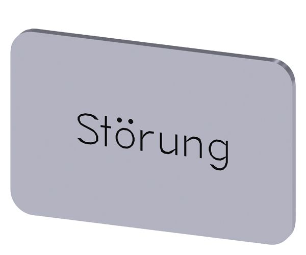 LABELING PLATE SNAP-ON OR SELF-ADHESIVE FOR LABEL HOLDER, LABEL SIZE 17.5 X 27MM, LABEL SILVER, LETTERING BLACK, WITH INSCRIPTION STOERUNG