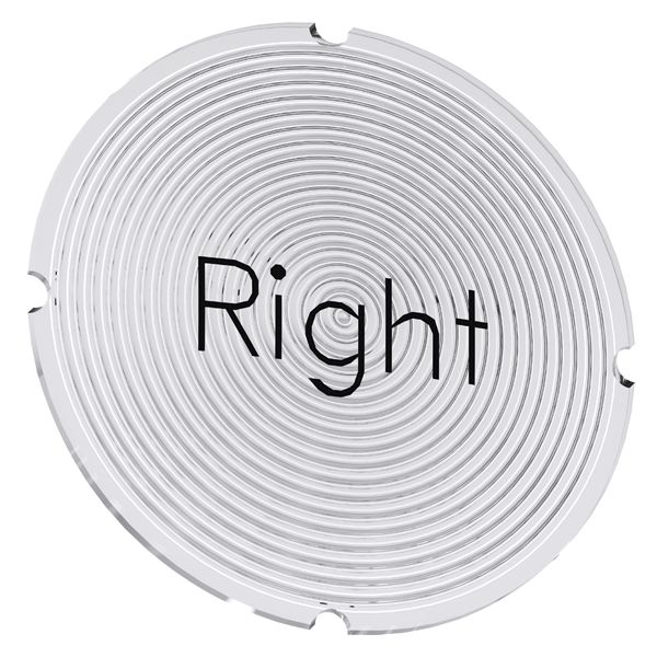 INSERT LABEL FOR ILLUMINATED PUSHBUTTON, ROUND, MILKY WITH BLACK LETTERING, WITH INSCRIPTION RIGHT