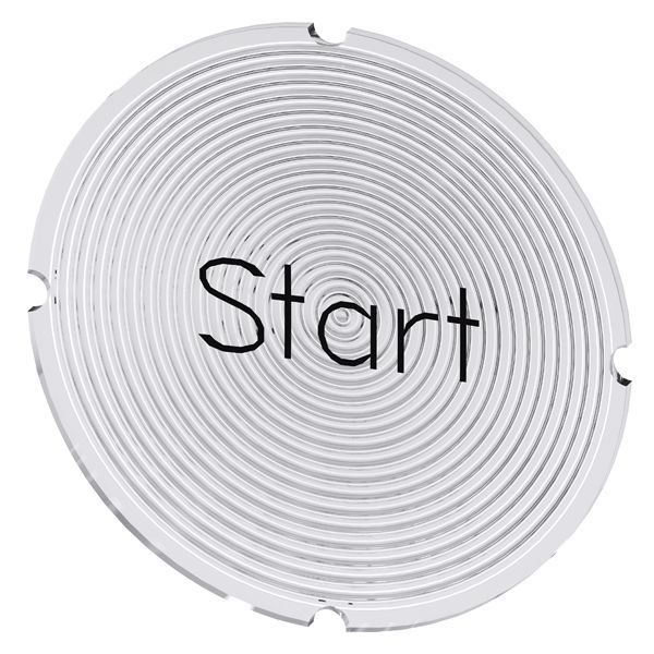 INSERT LABEL FOR ILLUMINATED PUSHBUTTON, ROUND, MILKY WITH BLACK LETTERING, WITH INSCRIPTION START