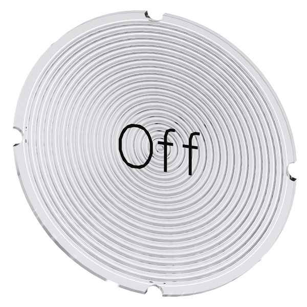 Insert label for illuminated pushbutton, round, milky with black lettering, with inscription off