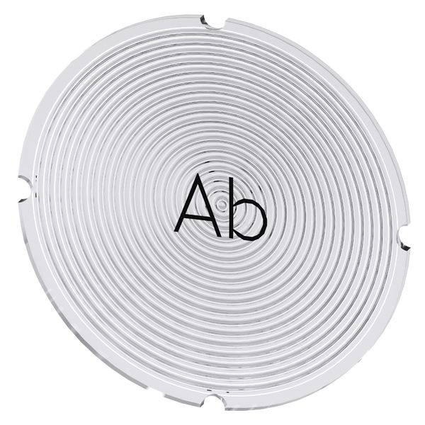 INSERT LABEL FOR ILLUMINATED PUSHBUTTON, ROUND, MILKY WITH BLACK LETTERING, WITH INSCRIPTION AB