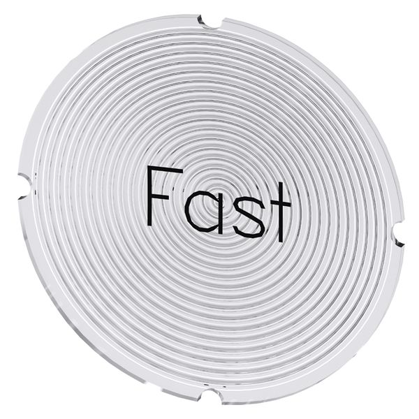 INSERT LABEL FOR ILLUMINATED PUSHBUTTON, ROUND, MILKY WITH BLACK LETTERING, WITH INSCRIPTION FAST