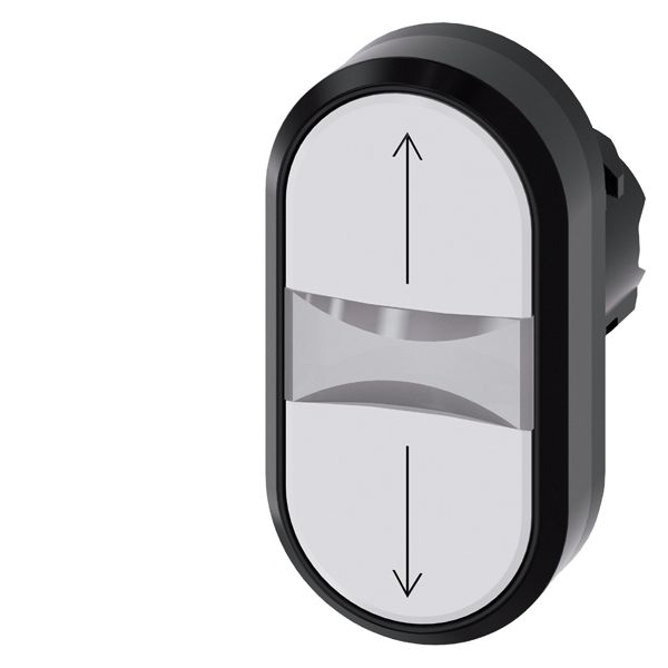 ILLUMINATED TWIN PUSHBUTTON, 22MM, ROUND, PLASTIC, WHITE ARROW UP, WHITE ARROW DOWN, FLAT BUTTONS