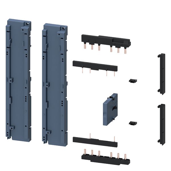 Wiring kit, electrical and mechanical, compl. f. load feeders, for reversing fuseless, sz. s2, incl. mechanical interlock for standard rail mounting