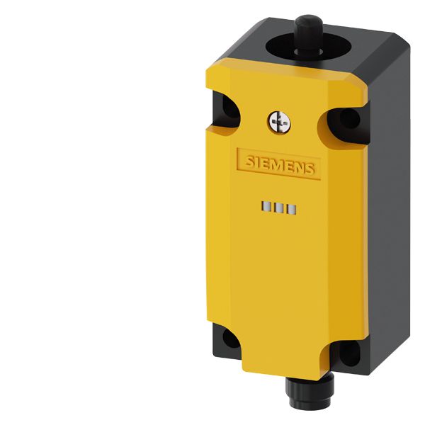 Basic switch without actuator head Metal enclosure, according to EN 50041 ASIsafe integrated AS-i status 1 F-IN1, 2 F-IN2 3 AS-i/FAULT Slow-action contacts 2 NC with M12 connector 4-pole Channel 1 to NC, Channel 2 to NC