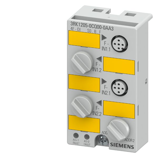 ASIsafe compact module K45F digital safety, 4 F-DI, IP67 4 x input for mechanical sensors 4 x M12 socket Mounting plate 3RK1901-2EA00 or 3RK1901-2DA00 must be ordered separately