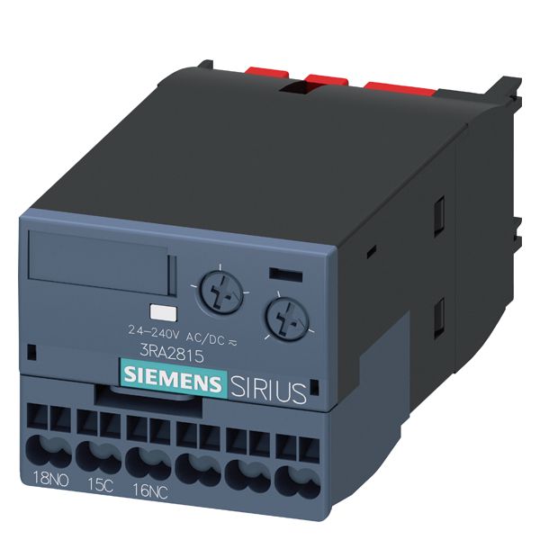 SOLID-STATE TIME-DELAY AUXILIARY SWITCH, OFF-DELAY WITHOUT AUXILIARY VOLTAGE RELAY 1 CO CONTACT 24...240V AC/DC TIME RANGE 0.05...100S FOR SNAPPING ONTO THE FRONT FOR 3RT2 CONTACTORS SPRING-LOADED TERMINALS