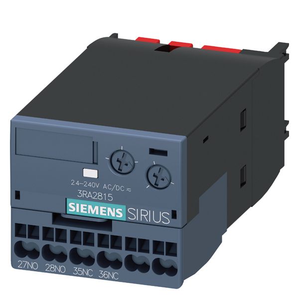 Solid-state time-delay auxiliary switch, off-delay without auxiliary voltage relay 1 nc + 1 no 24...240V AC/DC time range 0.05...100s for snapping onto the front for 3rt2 contactors spring-loaded terminals
