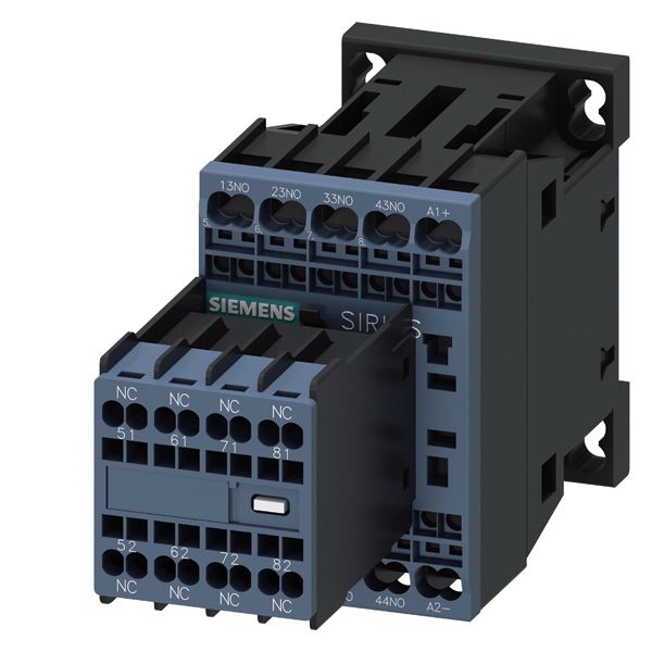 Contactor relay, 4NO+4nc, DC 24V, sz s00, spring-loaded terminal, removable aux. switch