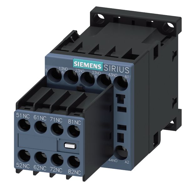 CONTACTOR RELAY, 4NO+4NC, AC 110V, 50/60 HZ, SIZE S00, SCREW TERMINAL, REMOVABLE AUX. SWITCH
