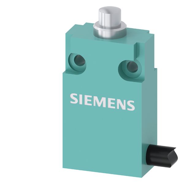 Position switch in compact design 30 mm wide with connecting cable 5 m snap-action contacts 1 no+1 nc with rounded plunger